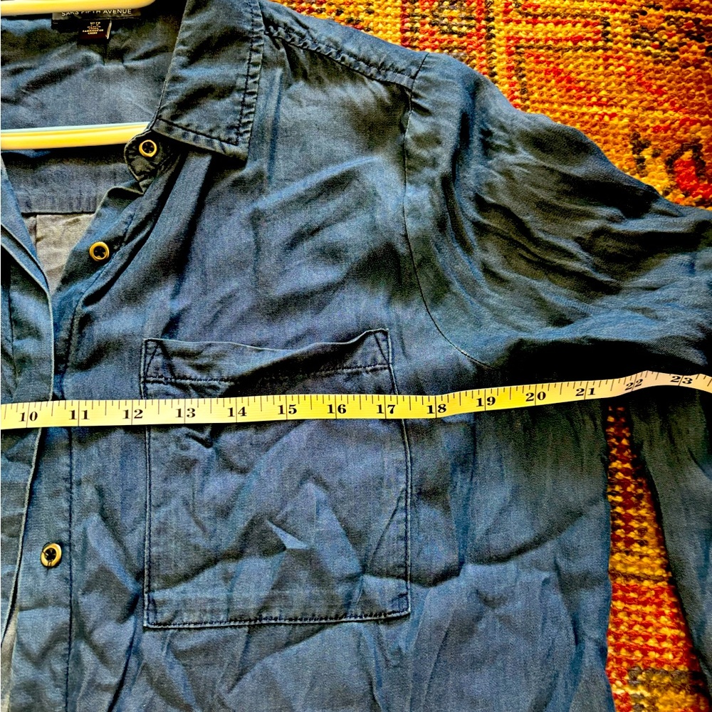 Saks, Fifth Avenue lyocell denim look shirt size L